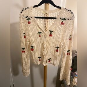 Rebellion Cream Cherry Cardigan